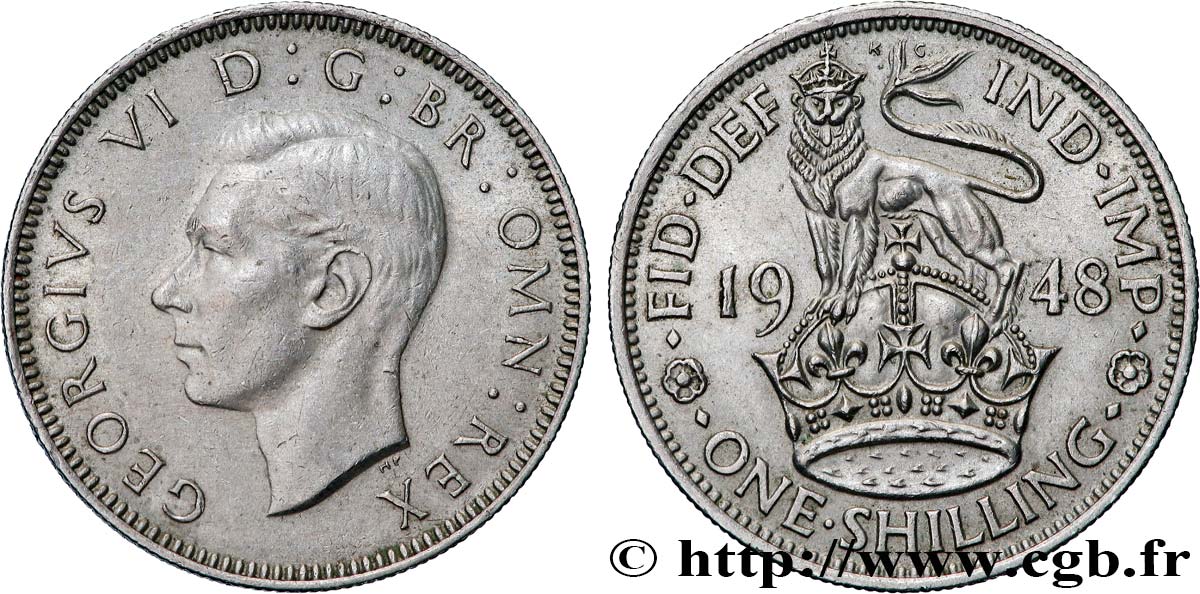 UNITED KINGDOM 1 Shilling Georges VI “England reverse” 1948  AU 