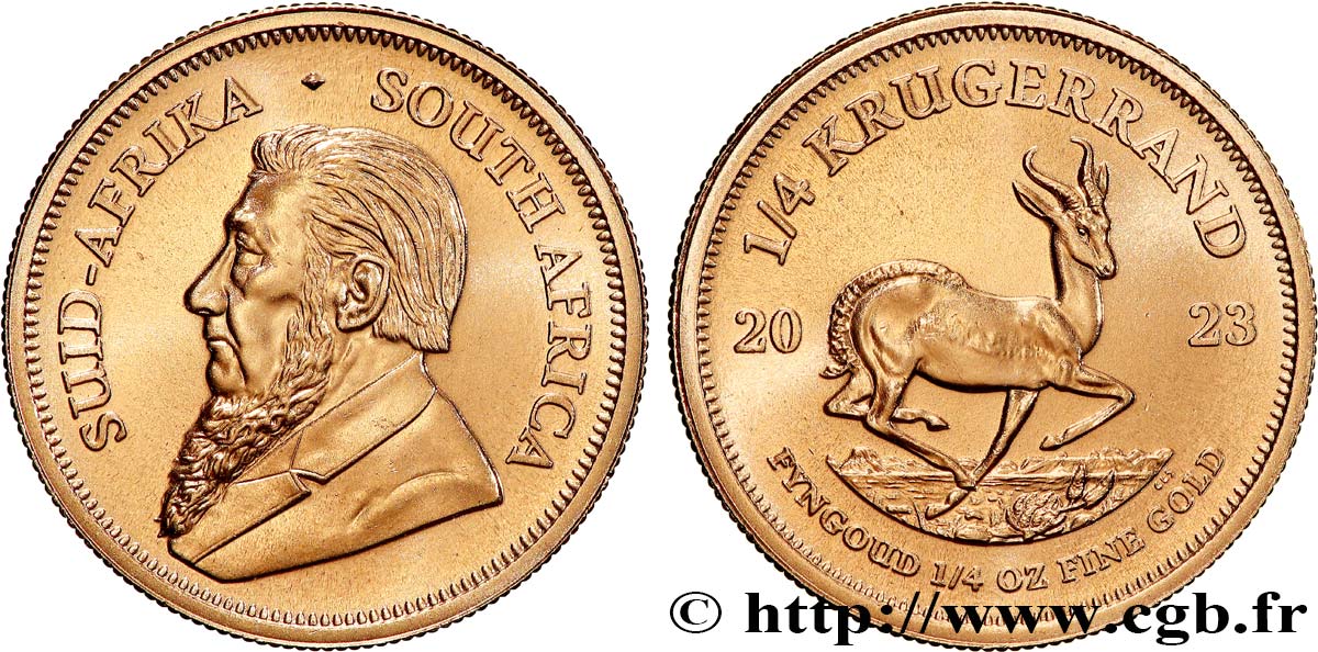 OR, PALLADIUM ET PLATINE INVESTISSEMENT 1/4 Oz - 1/4 Krugerrand Paul Kruger 2023 Prétoria SPL 