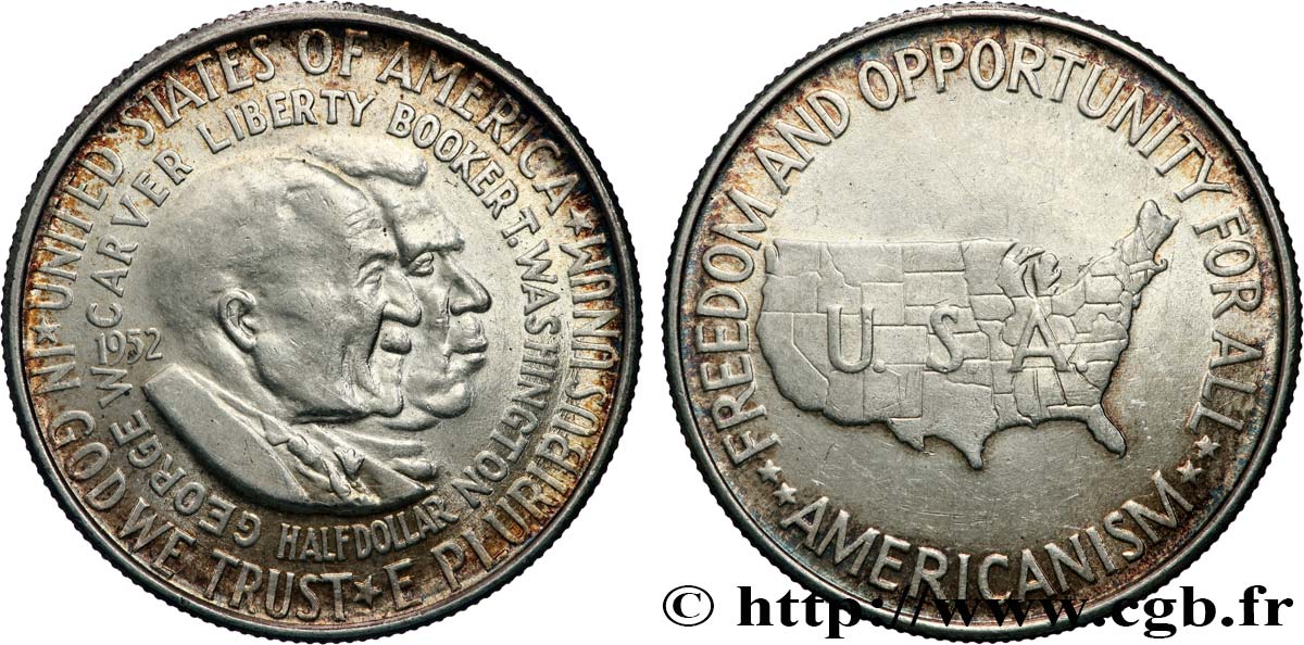 VEREINIGTE STAATEN VON AMERIKA 1/2 Dollar George Carver et Brooker T. Washington 1952 Philadelphie VZ 