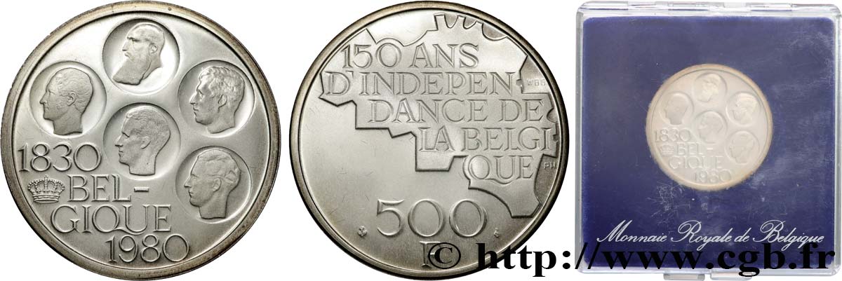 BELGIQUE 500 Francs légende française 150e anniversaire de l’indépendance 1980 Bruxelles fwo