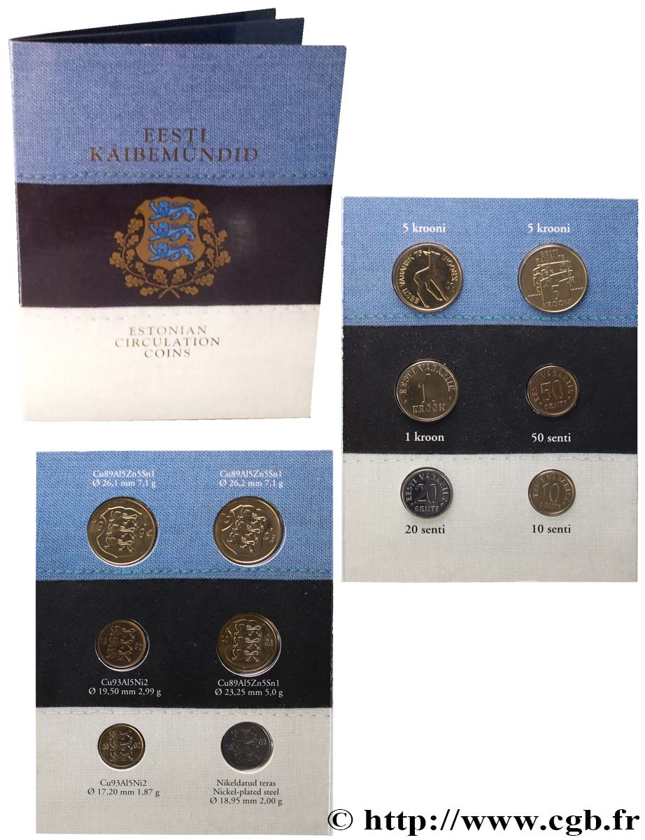 ESTONIE Série 6 monnaies  2003  FDC 