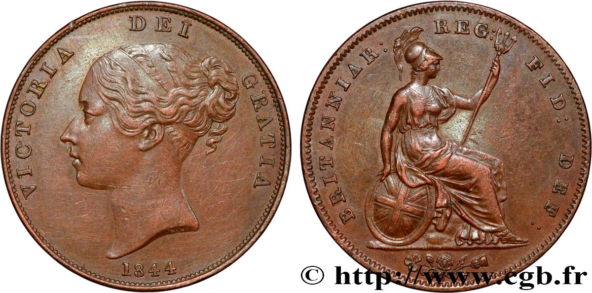 REGNO UNITO 1 Penny Victoria “tête jeune” 1844  BB 