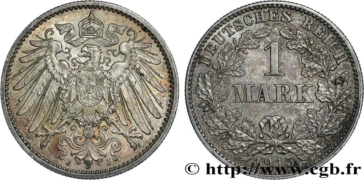 ALLEMAGNE 1 Mark Empire aigle impérial 2e type 1915 Hambourg SUP 