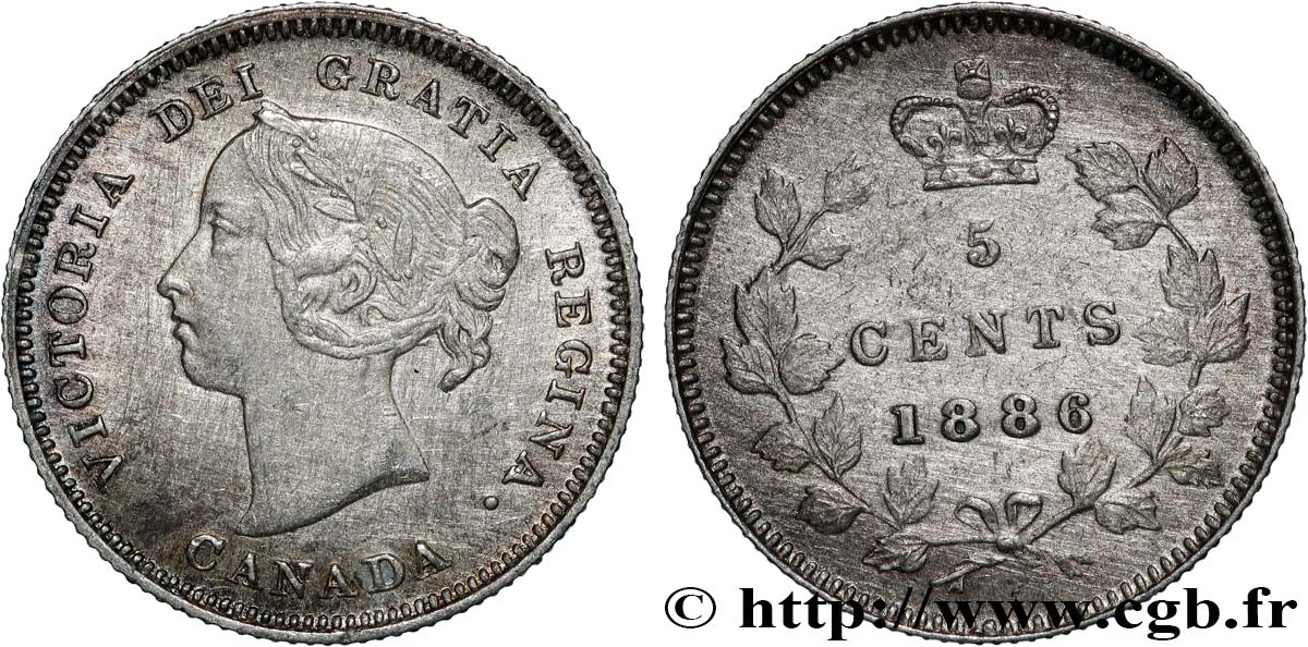 CANADA - VICTORIA 5 Cents  1886  SPL 