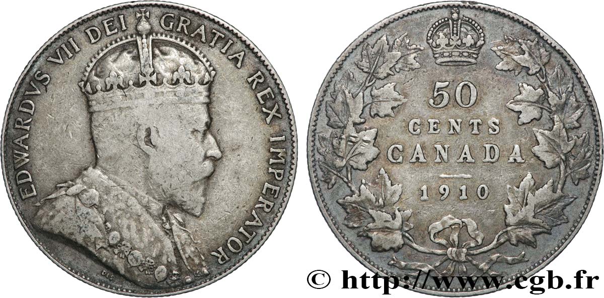 CANADA - EDOUARD VII 50 Cents  1910  TB+ 