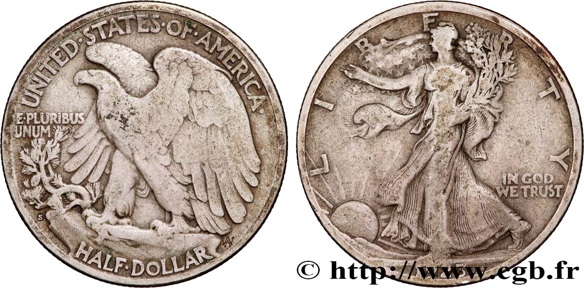 ESTADOS UNIDOS DE AMÉRICA 1/2 Dollar Walking Liberty 1923 San Francisco - S BC 