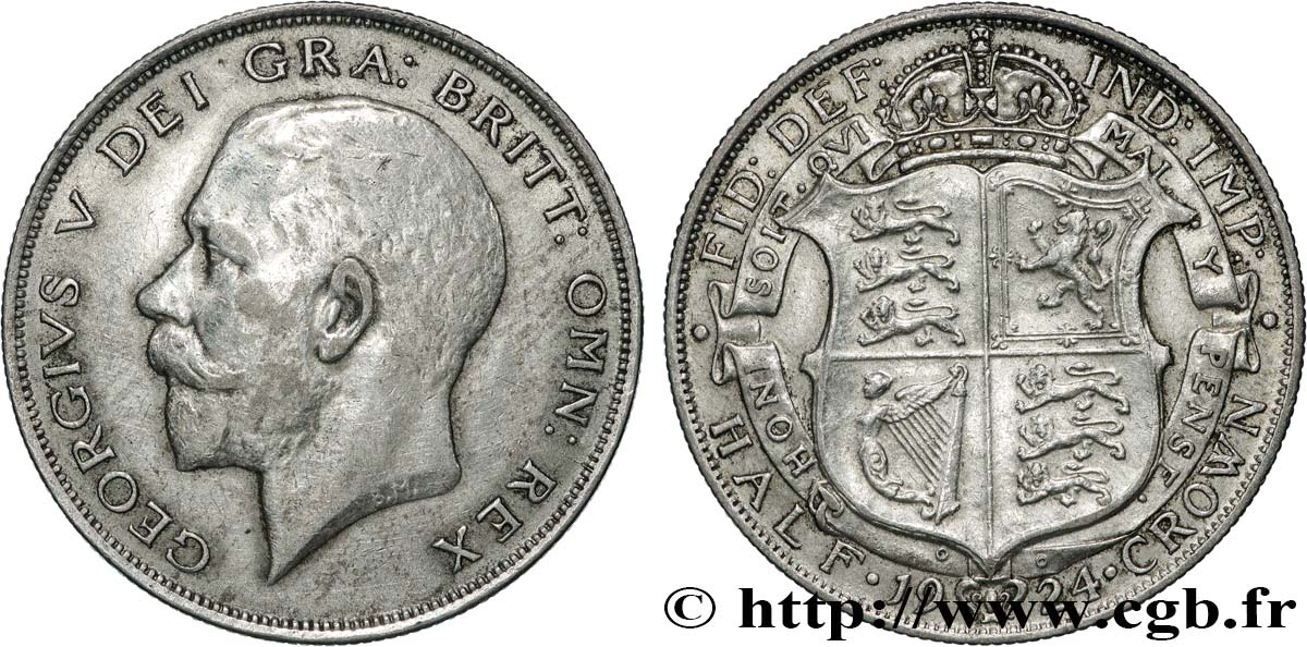 UNITED KINGDOM 1/2 Crown Georges V  1924  XF 