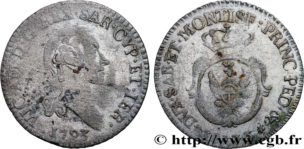 ITALY - KINGDOM OF SARDINIA - VICTOR-AMEDEE III 7,6 Soldi  1793 Turin VF 
