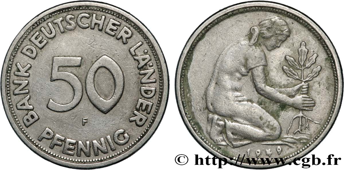 50 Pfennig Bank Deutscher Länder 1949 F www.cgb.fr