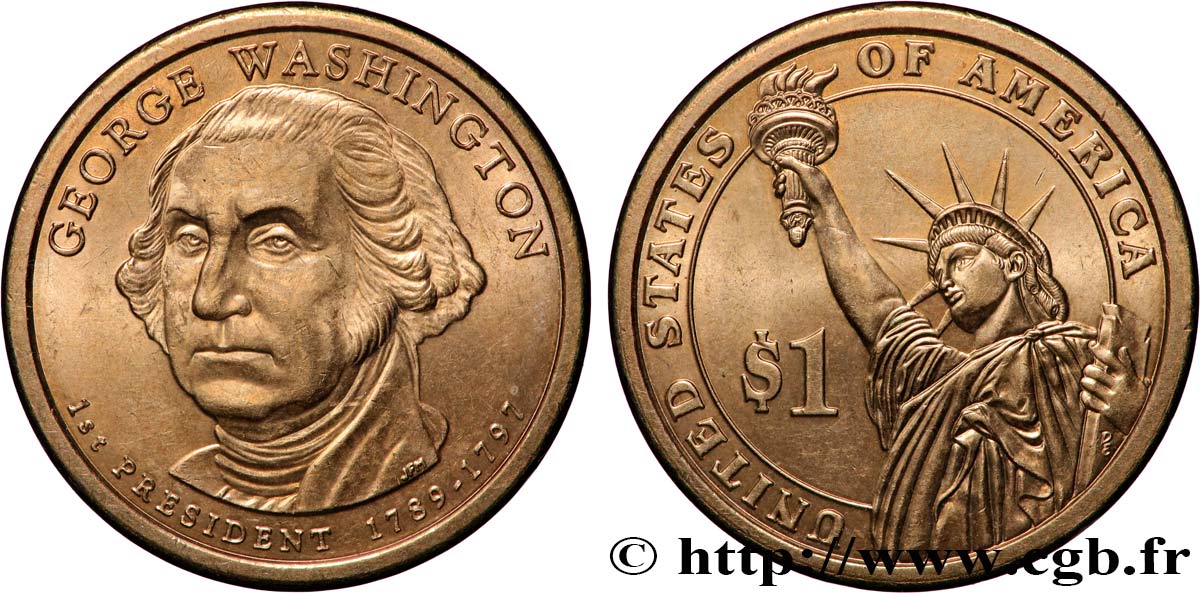 ÉTATS-UNIS D&nbsp;AMÉRIQUE 1 Dollar Présidentiel Georges Washington tranche B 2007 Denver SPL 