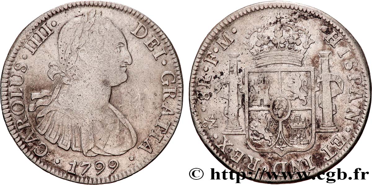 MEXICO - CHARLES IV 8 Reales 1799 Mexico VF 