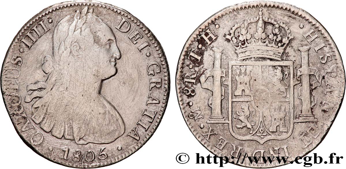 MEXICO - CHARLES IV 8 Reales  1805 Mexico VF 