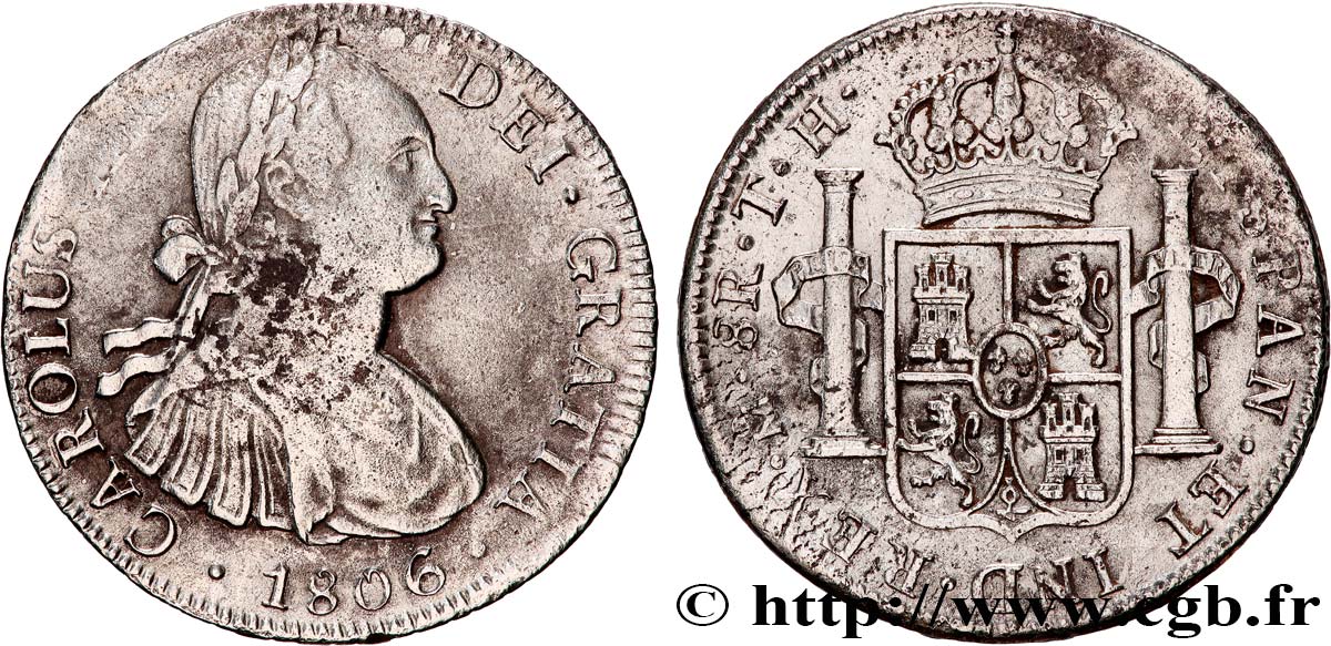 MEXICO - CHARLES IV 8 Reales  1806 Mexico VF 
