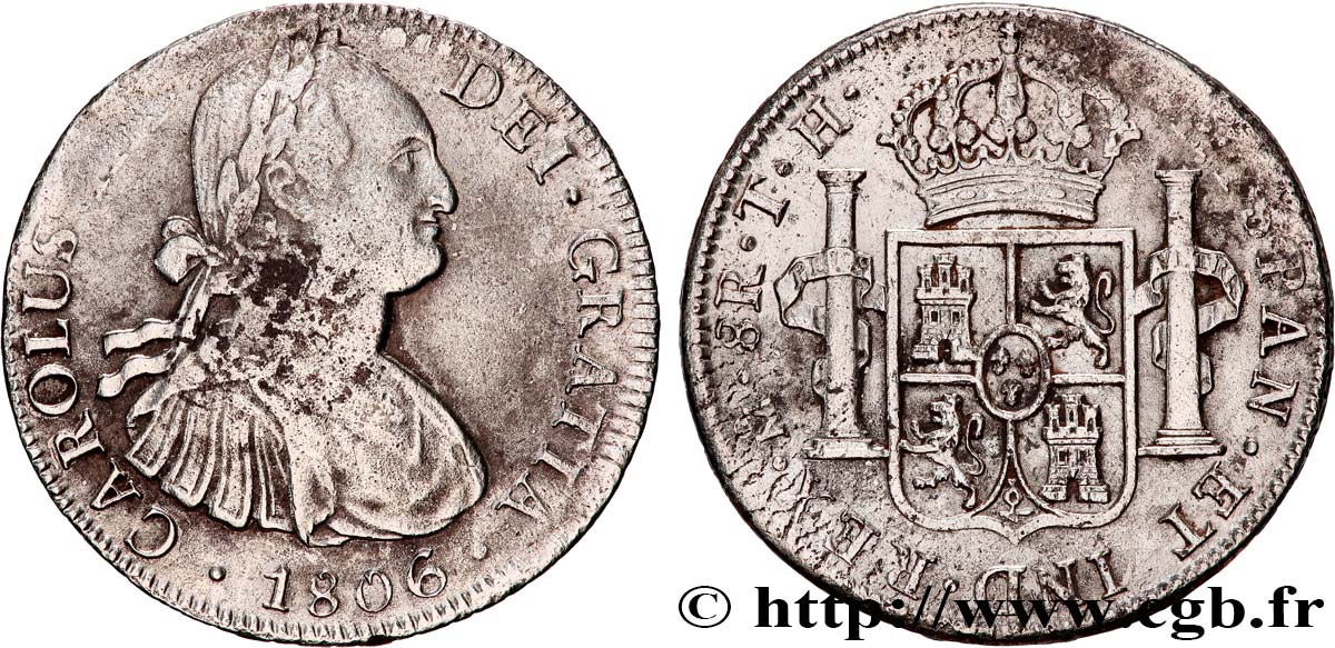 MEXIQUE - CHARLES IV 8 Reales  1806 Mexico TB
/TTB 