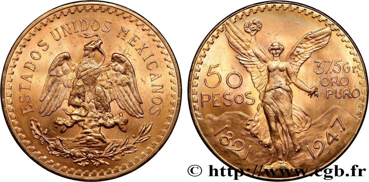 ORO, PALLADIO E PLATINO: INVESTIMENTI 50 Pesos or 1947 Mexico SPL 