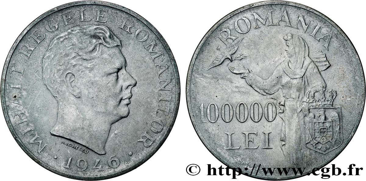 ROMANIA 100000 Lei Michel Ier 1946  AU 