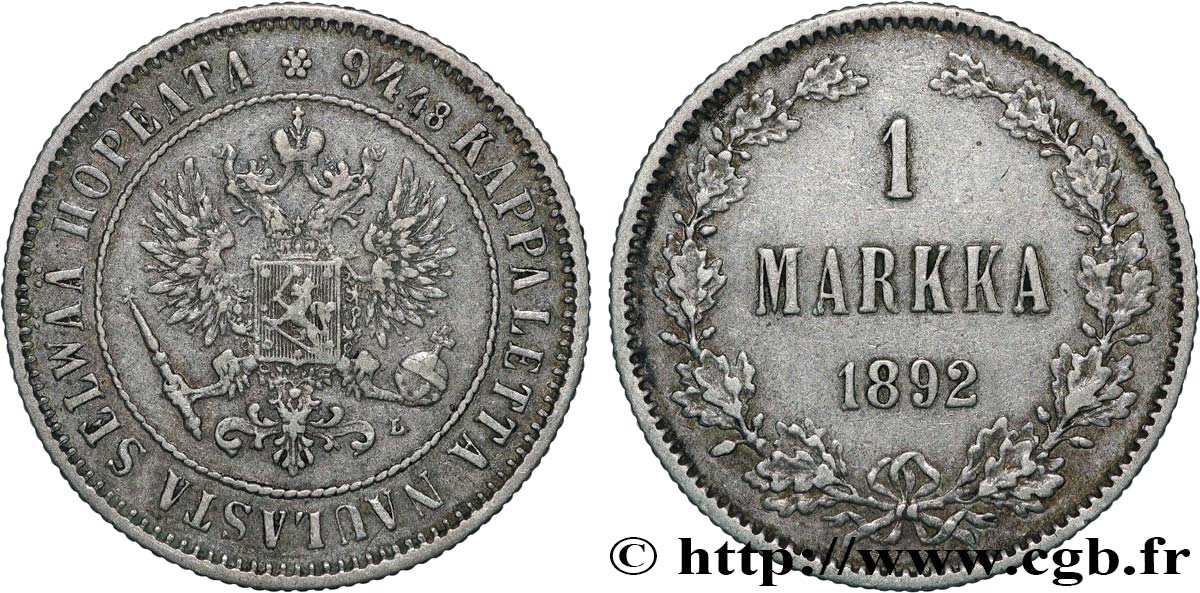 FINLANDIA 1 Markkaa 1892 Helsinki BB 