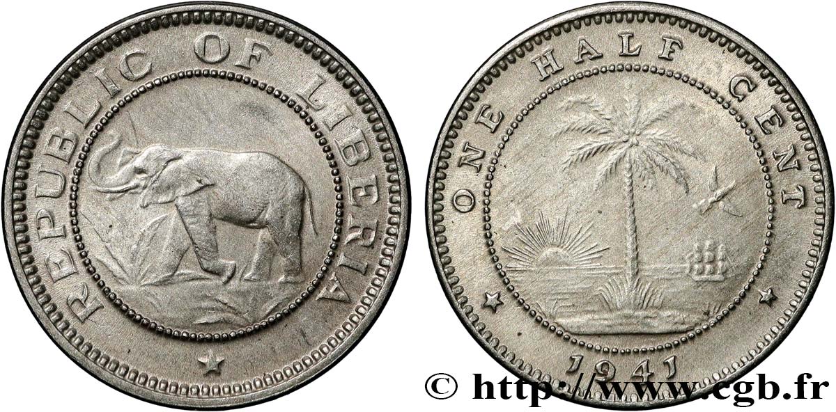 LIBERIA 1/2 Cent  1941  EBC 