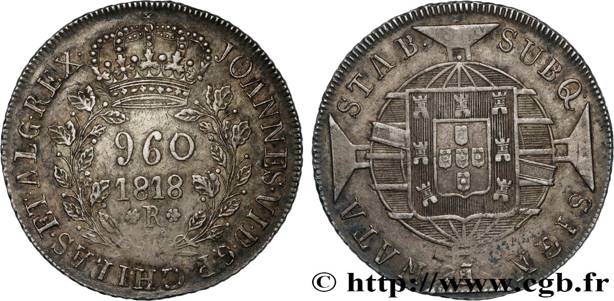 BRÉSIL - JEAN VI 960 Reis  1818 Rio de Janeiro TTB 