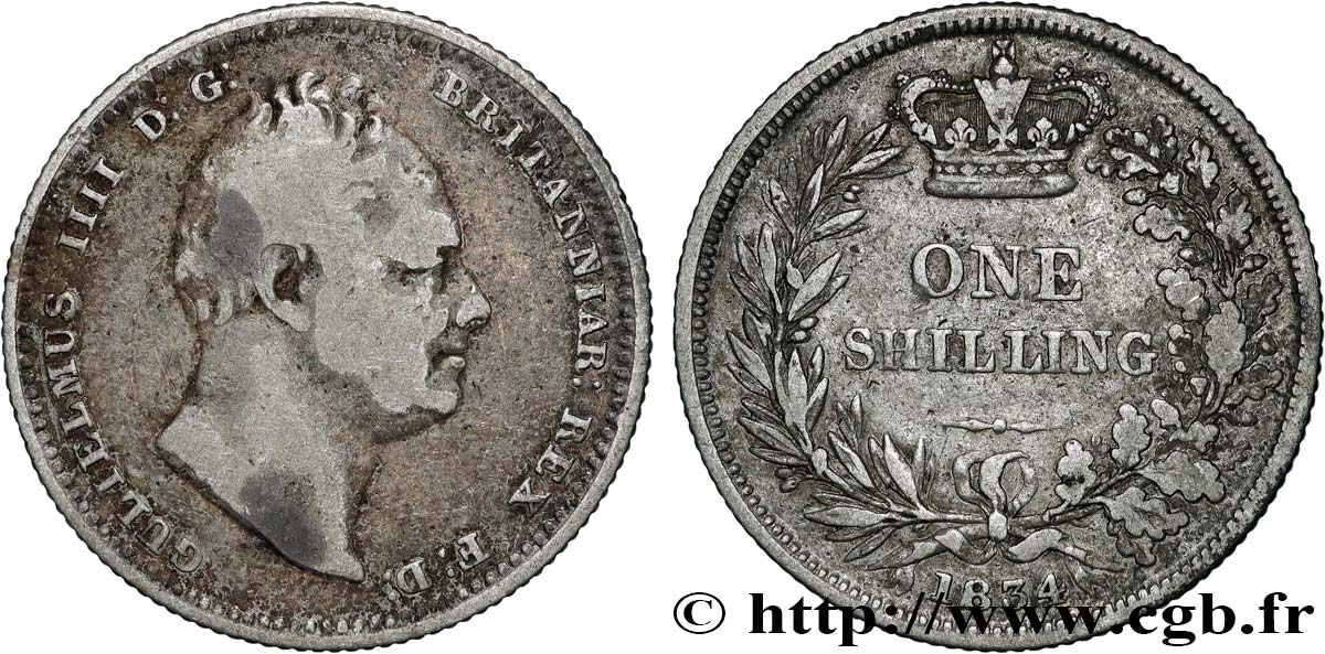 ROYAUME-UNI 1 Shilling Guillaume IV 1834  TB 