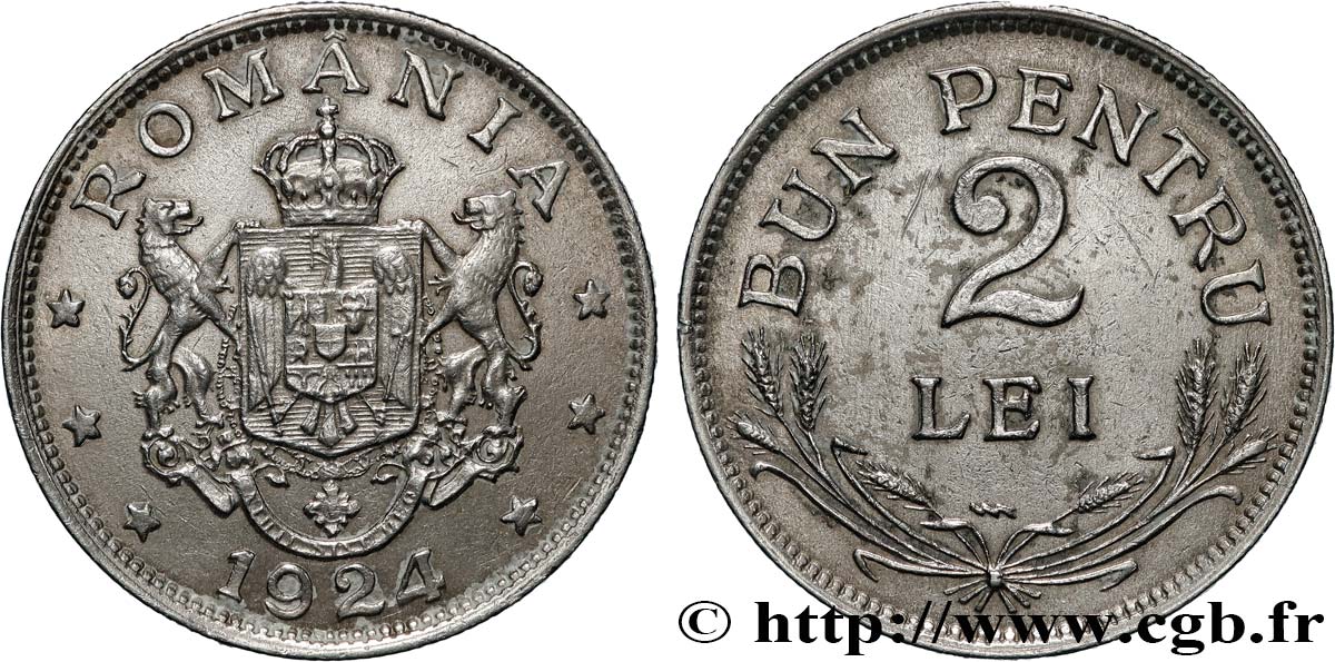 ROMANIA 2 Lei 1924 Poissy q.SPL 