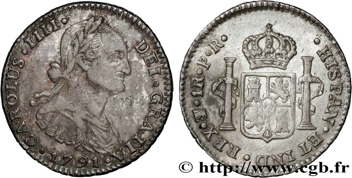 BOLIVIE 1 Real Charles IIII d’Espagne 1791 Potosi TTB 