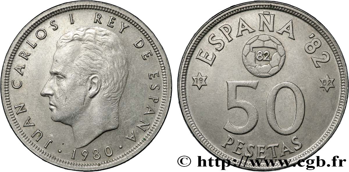 ESPAÑA 50 Pesetas Juan Carlos coupe du Monde de Football 1982 (1982) 1980  EBC 