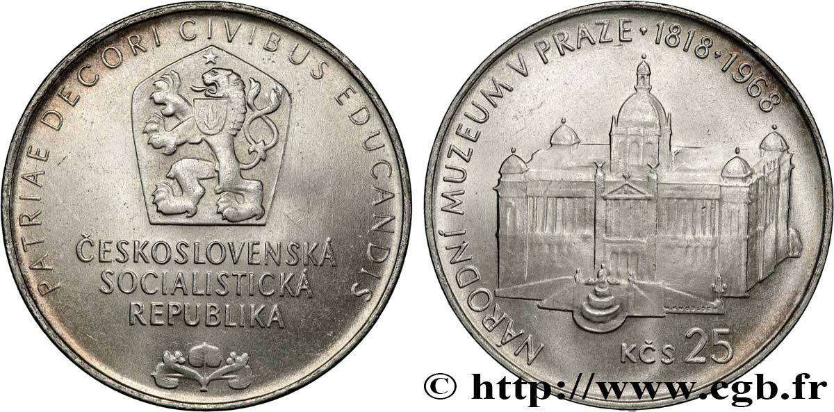 CZECHOSLOVAKIA 25 Korun 150e anniversaire du Musée National de Prague 1968  AU 