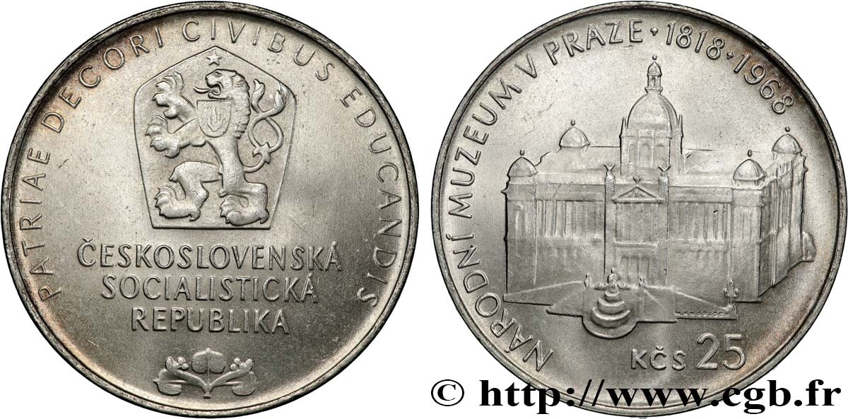 CECOSLOVACCHIA 25 Korun 150e anniversaire du Musée National de Prague 1968  SPL 