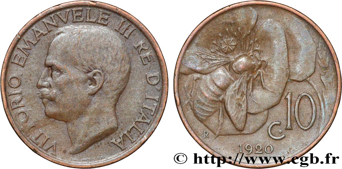 ITALIE 10 Centesimi Victor Emmanuel III 1920 Rome TTB 