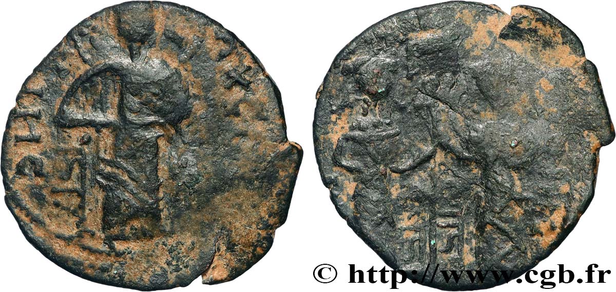 ARABO-BIZANTINO Fals - dynastie des Zengides au nom de Nur al Din Ben Zen Gui n.d. Atelier Indéterminé BC+ 