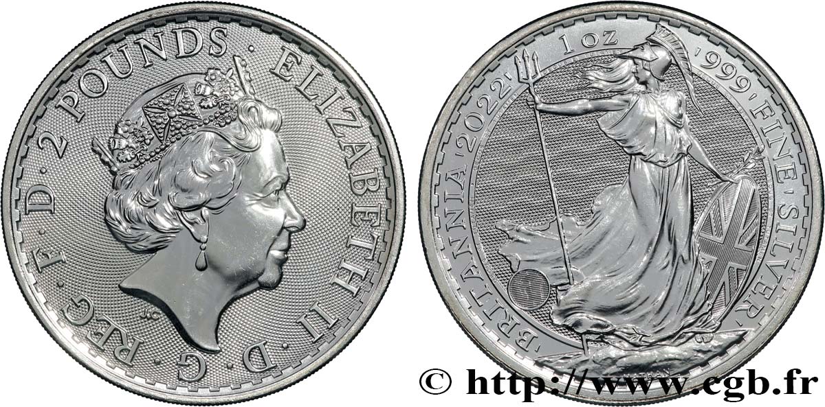ARGENT D INVESTISSEMENT 2 Pounds Britannia  2022  SPL 