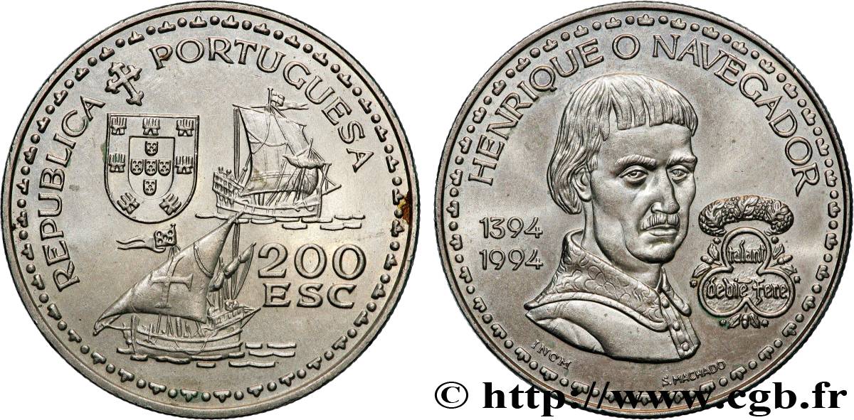 PORTUGAL 200 Escudos 600e anniversaire de la naissance de Henri le navigateur 1994  AU 