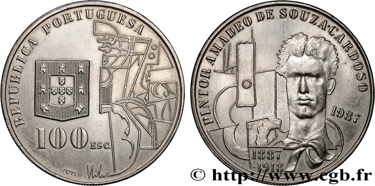 PORTUGAL 100 Escudos 100e anniversaire de la naissance du peintre Amadeo de Souza Cardoso 1987 Lisbonne SUP 