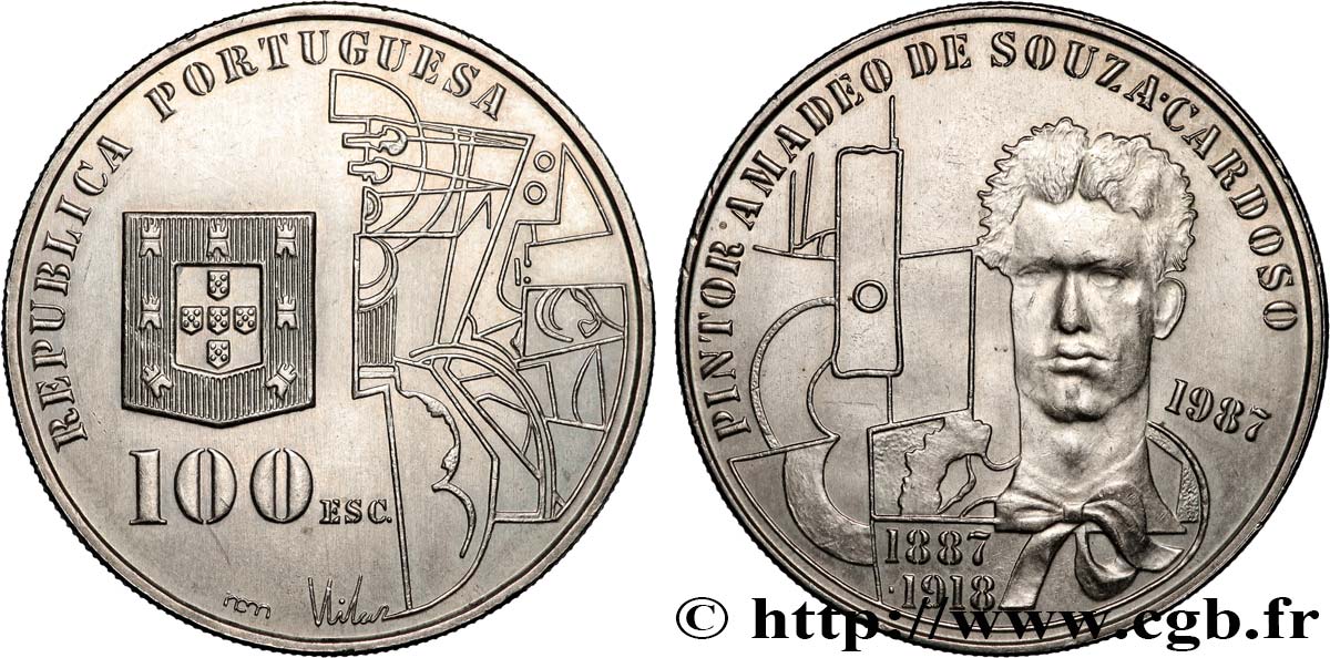 PORTUGAL 100 Escudos 100e anniversaire de la naissance du peintre Amadeo de Souza Cardoso 1987 Lisbonne AU 