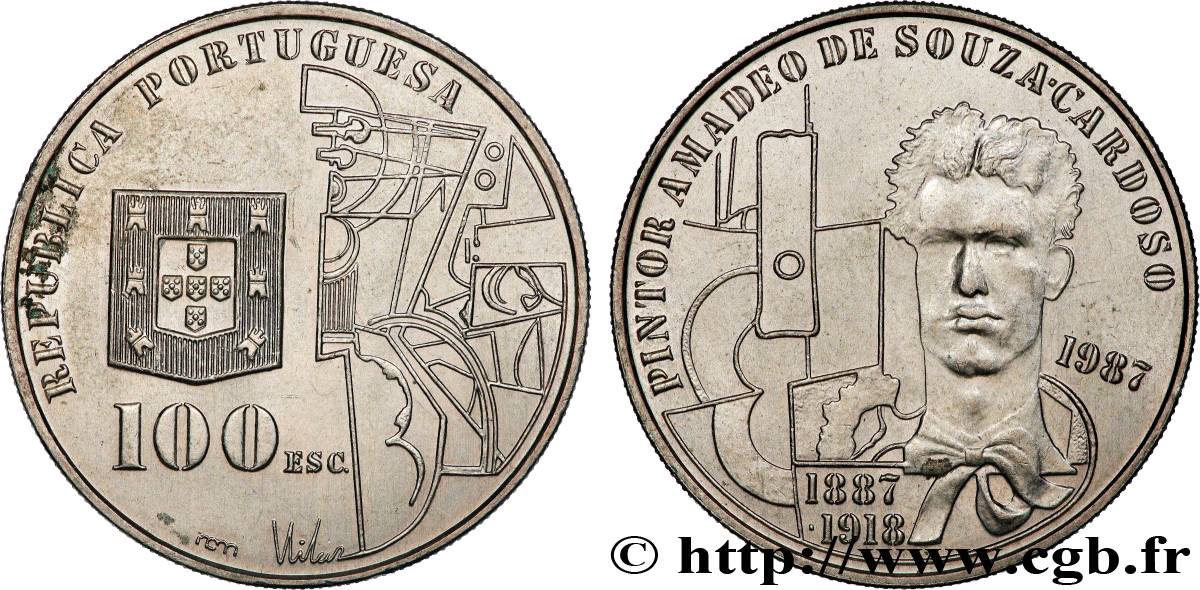 PORTUGAL 100 Escudos 100e anniversaire de la naissance du peintre Amadeo de Souza Cardoso 1987 Lisbonne SUP 