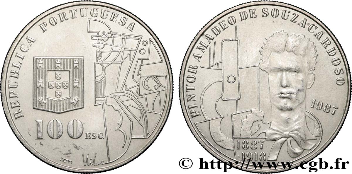 PORTUGAL 100 Escudos 100e anniversaire de la naissance du peintre Amadeo de Souza Cardoso 1987 Lisbonne SUP 