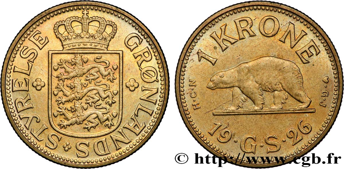 GREENLAND 1 Krone Administration Danoise 1926 Copenhague AU 