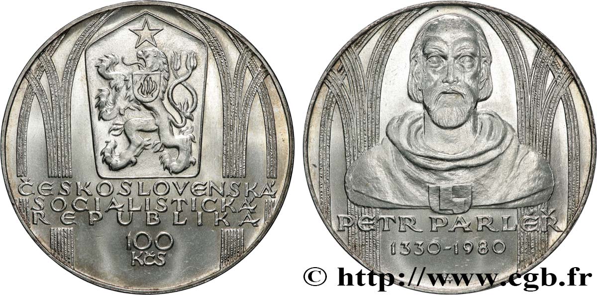 TCHÉCOSLOVAQUIE 100 Korun 650e anniversaire de la naissance de Peter Parler 1980  SPL 