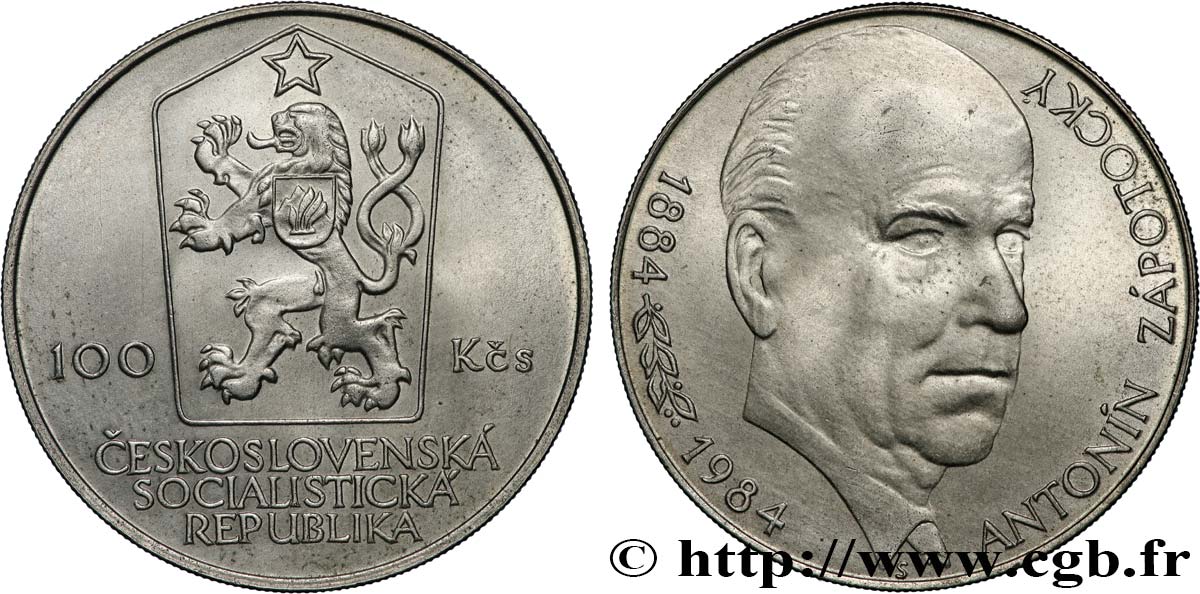 CZECHOSLOVAKIA 100 Korun Centenaire de la naissance  du président Antonin Zapotocky 1984  AU 