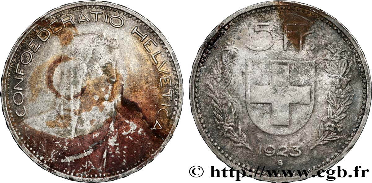 SUISSE 5 Francs Berger 1923 Berne TB+ 