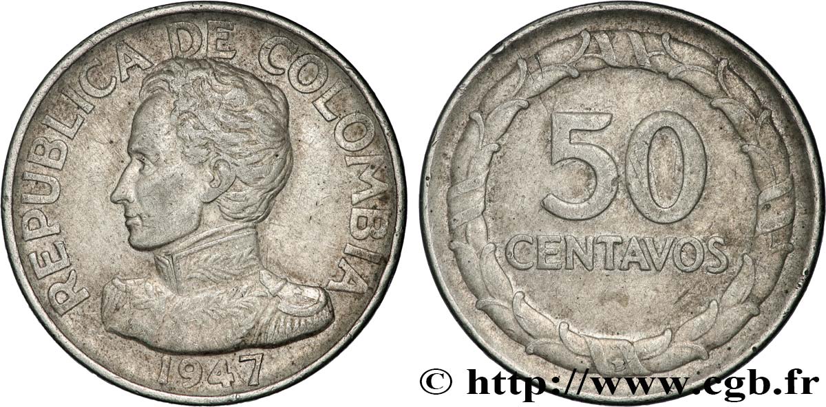 COLOMBIA 50 Centavos 1947  MBC 