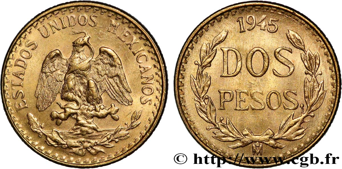 MEXIQUE 2 Pesos 1945 Mexico SPL 