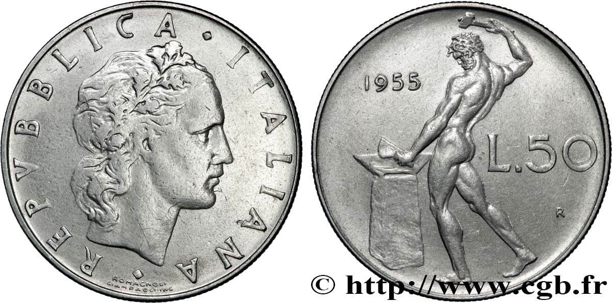 ITALIE 50 Lire  1955 Rome TTB+ 