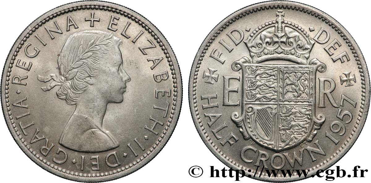 ROYAUME-UNI 1/2 Crown Élisabeth II 1957  SUP 
