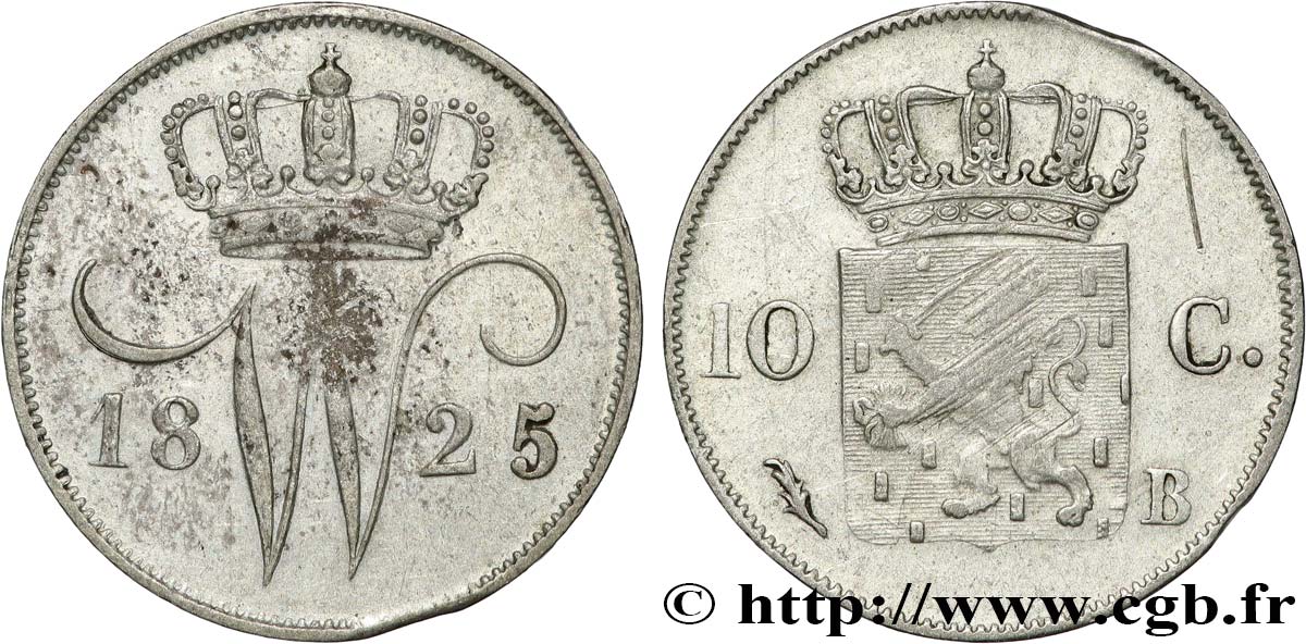 PAESI BASSI 10 Cents Guillaume Ier 1825 Bruxelles BB 