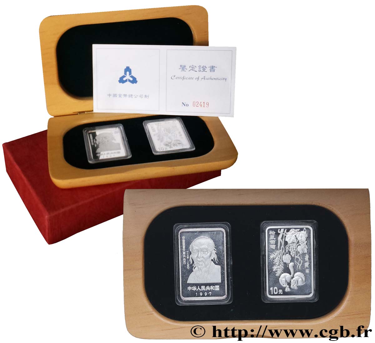 CHINA Coffret 2 x 10 Yuan Qi Baishi 1997 Shanghai MS 