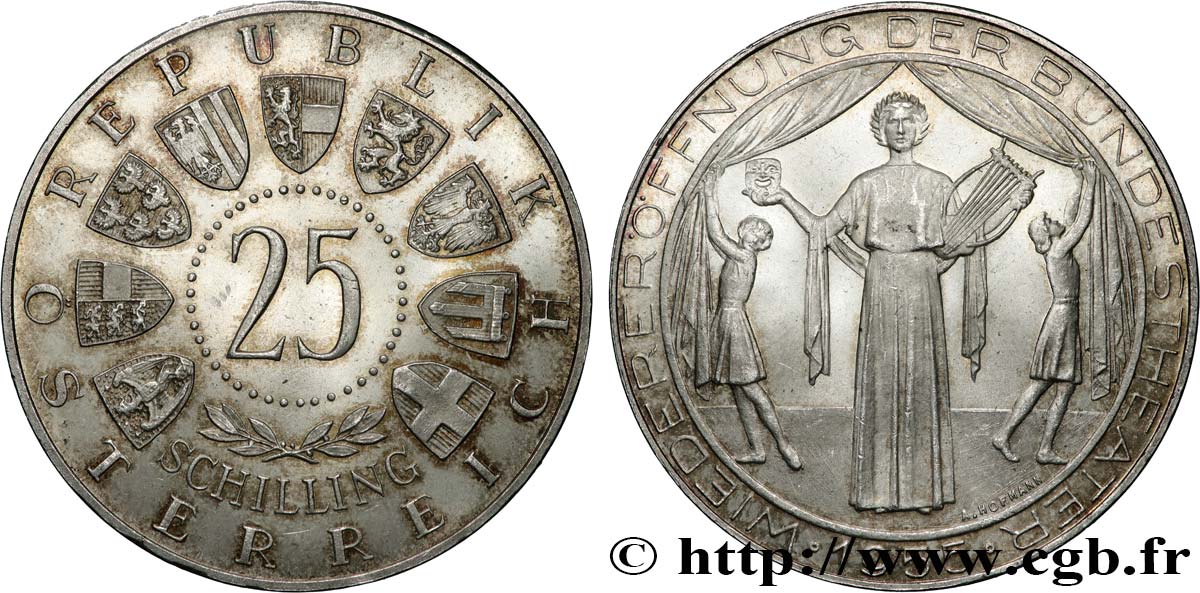 AUSTRIA 25 Schilling réouverture du théatre national de Vienne 1955  AU 