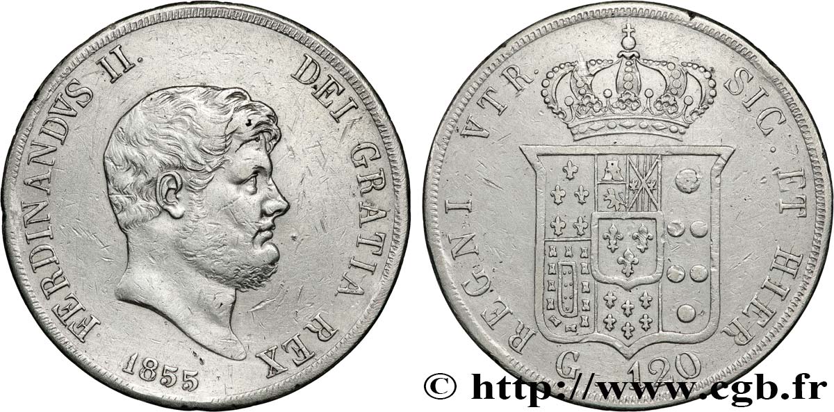 ITALIA - REGNO DELLE DUE SICILIE 120 Grana Ferdinand II  1855 Naples BB 