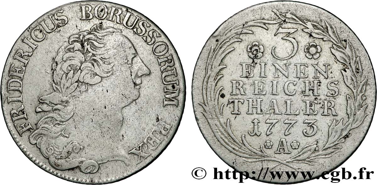 GERMANY - PRUSSIA 1/3 de Thaler Frédéric II 1773 Berlin VF 